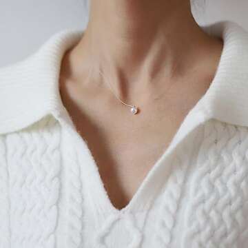 MODAGIRL Floating Illusion Necklace with Freshwater Pearl