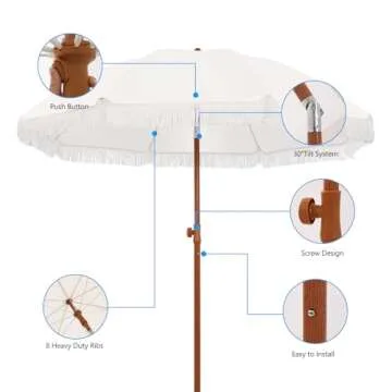 Kbrellaoutlets Stylish Patio Umbrella with UPF 50+ Protection