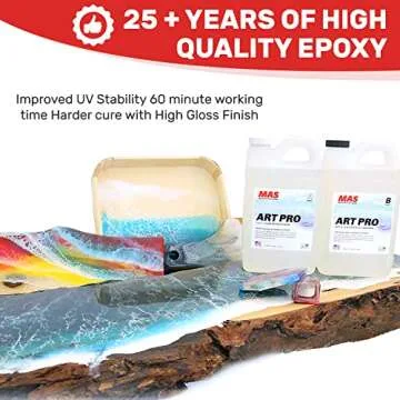 MAS Epoxies Art Pro Epoxy, Clear Kit with 2-Part Resin and Hardener, Low Viscosity and Enhanced UV Resistance, Ideal for Jewelry Making, Flower Preservation, and Other Resin Crafts (1 Gallon)