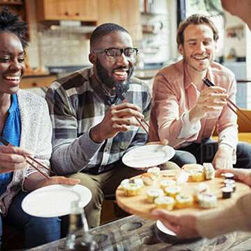 Startostar 5-piece Portable Natural Wooden Tableware Set with Travel Pouch for Dining or Camping (Fork, Spoon, and Chopsticks)