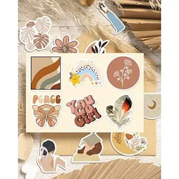 200 Pcs Cute Boho Waterproof Vinyl Stickers for Teens
