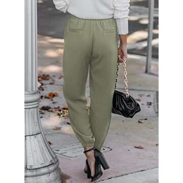 EVALESS Womens Work Pants 2025 Summer Trendy Drawstring Elastic High Waisted ﻿Trousers Business Ca...