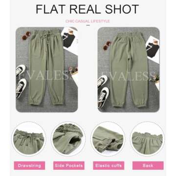 EVALESS Womens Work Pants 2025 Summer Trendy Drawstring Elastic High Waisted ﻿Trousers Business Casual Teacher Pants Fashion Loose Comfy Harem Joggers Pants with Pockets Green X-Large