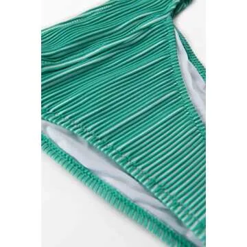 CUPSHE Bandeau Ribbed Aqua Two Piece Bikini Swimsuit