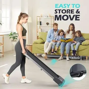 12% Incline Walking Pad Treadmills for Home, Under Desk Treadmill 340+lb Capacity, Voice Controlled Treadmill Works with KINOMAP Apple Health, Sturdy Treadmill for Apartment, Easy to Move Store