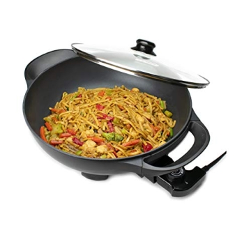 Brentwood Appliances SK-69BK 13-Inch Non-Stick Flat-Bottom Electric Wok Skillet with Vented Glass Li...