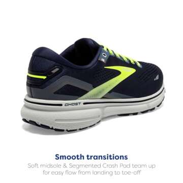 Brooks Men's Ghost 15 Neutral Running Shoe - Peacoat/Nightlife/Grey - 12.5 Medium