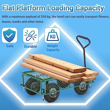 Garden Carts with Wheels Yard Dump Wagon Cart Lawn Utility Cart Outdoor Steel Heavy Duty Beach Lawn Yard Landscape