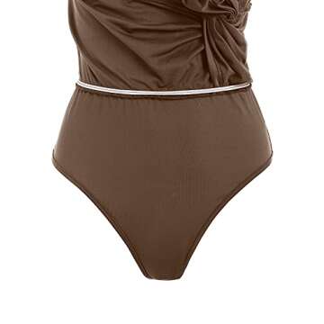 ZAFUL Women's Solid Marled Crop Top and Draped Ruched Maxi Skirt Set Two Piece Dress (C-Coffee, S)