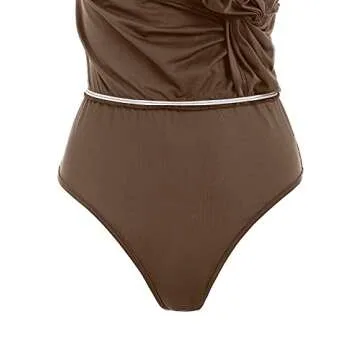 ZAFUL Women's Solid Marled Crop Top and Draped Ruched Maxi Skirt Set Two Piece Dress (C-Coffee, S)