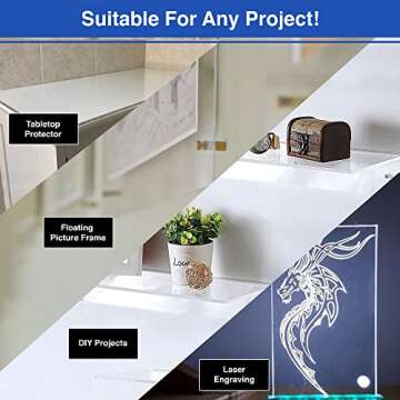 Duco Clear Cast Acrylic Sheet 1/8 Inch Thick 12" X 12" - Pack of 1 (3mm) Thin, Clear Acrylic Sheet - Transparent Plexiglass Panel for DIY Crafts, Window Replacements, Signs, Displays, and More