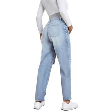 Shop BEAUDRM Women's Maternity High Waist Denim Pants