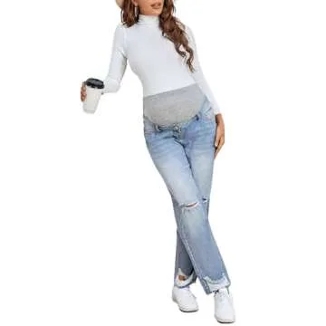 Shop BEAUDRM Women's Maternity High Waist Denim Pants