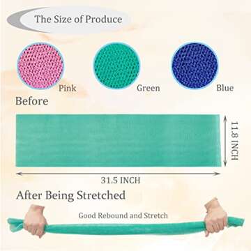 3 Pcs African Exfoliating Net, African Long Bath Net Sponge, Exfoliating Mesh Washcloth Body Scrubber Back Scrubber Skin Smoother, Bath Sponges for Daily Use (Blue, Pink, Green)