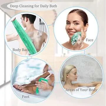 3 Pcs African Exfoliating Net, African Long Bath Net Sponge, Exfoliating Mesh Washcloth Body Scrubber Back Scrubber Skin Smoother, Bath Sponges for Daily Use (Blue, Pink, Green)