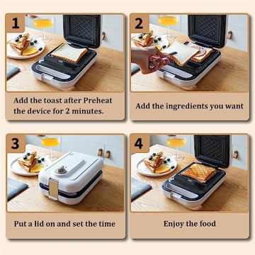 White 3-in-1 Sandwich Maker with Removable Plates