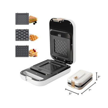 White 3-in-1 Sandwich Maker with Removable Plates