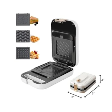 White 3-in-1 Sandwich Maker with Removable Plates