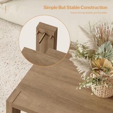 SICOTAS Farmhouse Wood Coffee Table with Storage Shelf