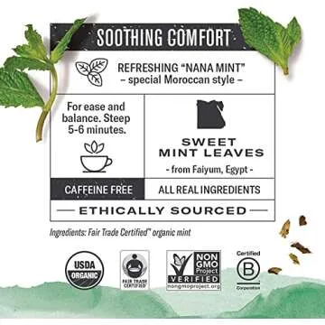 Numi Organic Tea Moroccan Mint - Full Leaf Herbal Teasan in Teabags, 18-Count Box (Pack of 6)