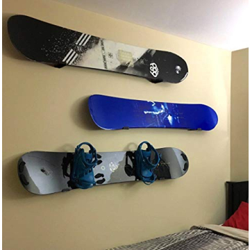 Mind and Action Solid Aluminum Snowboard Rack,Ski Wall Mount Display,Home and Garage Snowboard Storage (1 Pair)