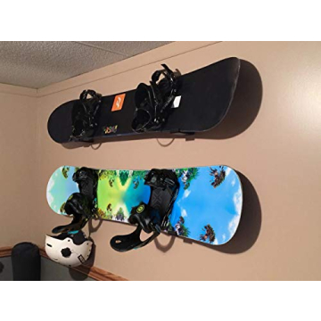 Mind and Action Solid Aluminum Snowboard Rack,Ski Wall Mount Display,Home and Garage Snowboard Storage (1 Pair)