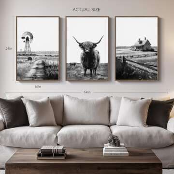 Rustic Highland Cow Wall Art Set for Elegant Decor
