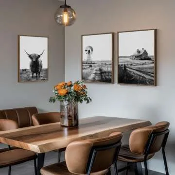 Rustic Highland Cow Wall Art Set for Elegant Decor