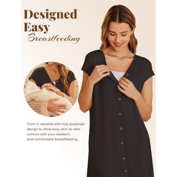 Ekouaer Labor Delivery Gown for Nursing & Sleepwear