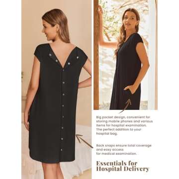 Ekouaer Labor Delivery Gown for Nursing & Sleepwear