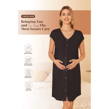 Ekouaer Labor Delivery Gown for Nursing & Sleepwear