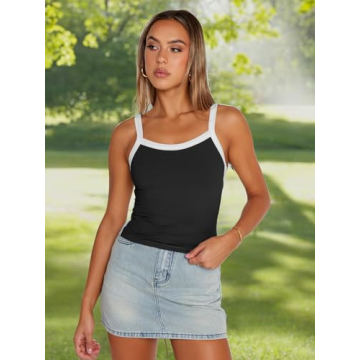 Trendy Queen Women's Cute Color-Blocked Cropped Camisole