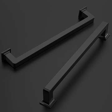 Amerdeco 10 Pack Matte Black Cabinet Pulls - 7 Inch Handles for Kitchen & Furniture