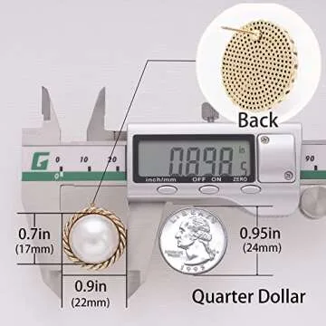 Mierfyni Pearl Stud Earrings, Gold Pearl Earrings Studs, Faux Pearl Earrings for Women Gold Plated 18K, Big Gold Stud Earrings Mabe Pearl Button with Gold Twist Trim