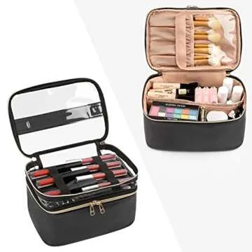 Stylish Double Layer Makeup Bag Organizer for Travel