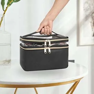 Stylish Double Layer Makeup Bag Organizer for Travel