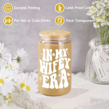 Fairy's Gift Wifey Cup 16 oz Glass Coffee Cup Bridal Gifts