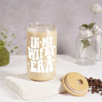 Fairy's Gift Wifey Cup 16 oz Glass Coffee Cup Bridal Gifts