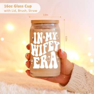 Fairy's Gift Wifey Cup 16 oz Glass Coffee Cup Bridal Gifts