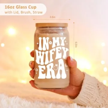 Fairy's Gift Wifey Cup 16 oz Glass Coffee Cup Bridal Gifts