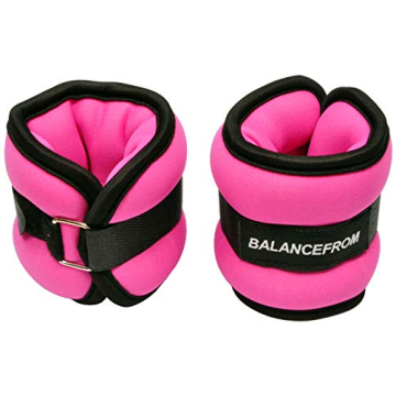 Fitvids Fully Adjustable Ankle Wrist Arm Leg Weights, 1 lbs each (2-lb pair), Pink