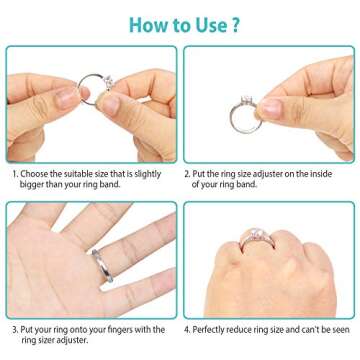 Invisible Ring Size Adjuster for Loose Rings Ring Adjuster Sizer Fit Any Rings Ring Guard Spacer (Clip-ON, 8 PCS)