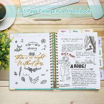 Spiral Notebook: 365 Page Vegan Leather Journal, 8" x 10", Teal