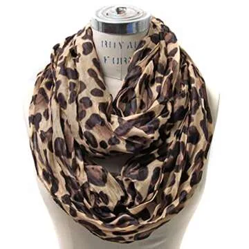 Camel Leopard Print Infinity Scarf for Elegant Style