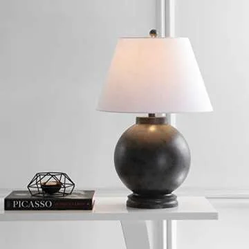 JONATHAN Y JYL3040A Sophie 26" Resin LED Table Lamp Contemporary Transitional Bedside Desk Nightstand Lamp for Bedroom Living Room Office College Bookcase LED Bulb Included, Dark Gray