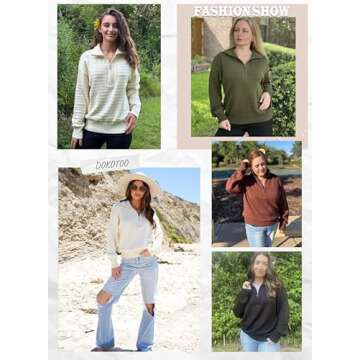 Dokotoo Womens Fall Sweaters Half Zip Pullovers High Neck Long Sleeve Winter Sweater Fashion Casual Lightweight Ribbed Knit Tunic Tops Sky Blue Large