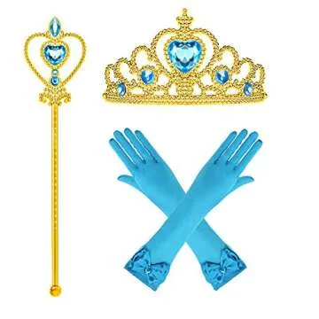 Princess Jasmine Costume Dress Up Clothes Fancy Sequined Arabian Outfit Attire with Tiara Wand Gloves Accessories Set for Little Toddler Girls Kids Halloween Cosplay Birthday Party 5T 6T 5-6 Years