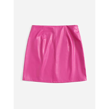 Shop Floerns Women's Faux Leather Mini Skirt in Hot Pink