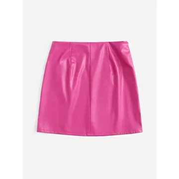 Shop Floerns Women's Faux Leather Mini Skirt in Hot Pink