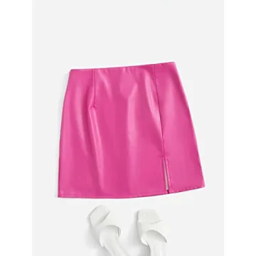 Shop Floerns Women's Faux Leather Mini Skirt in Hot Pink